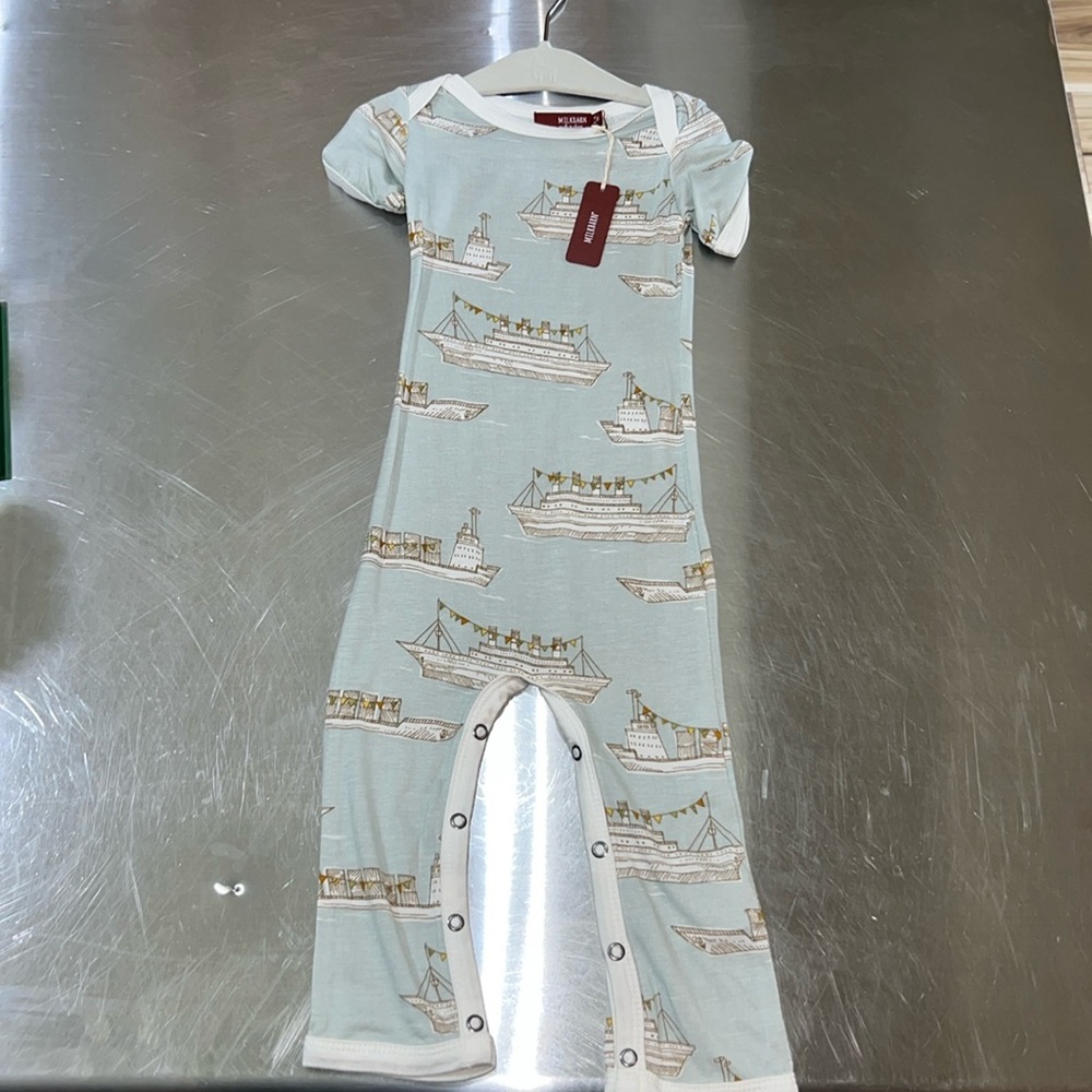 Milkbarn BAMBOO BUTTON ONESIE SHORT SLEEVE SHIPS NWT